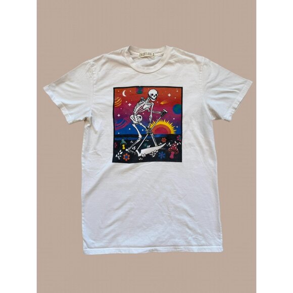 FANCLUB Psychedelic T-Shirt with Skeleton and Planets - Picture 1 of 5